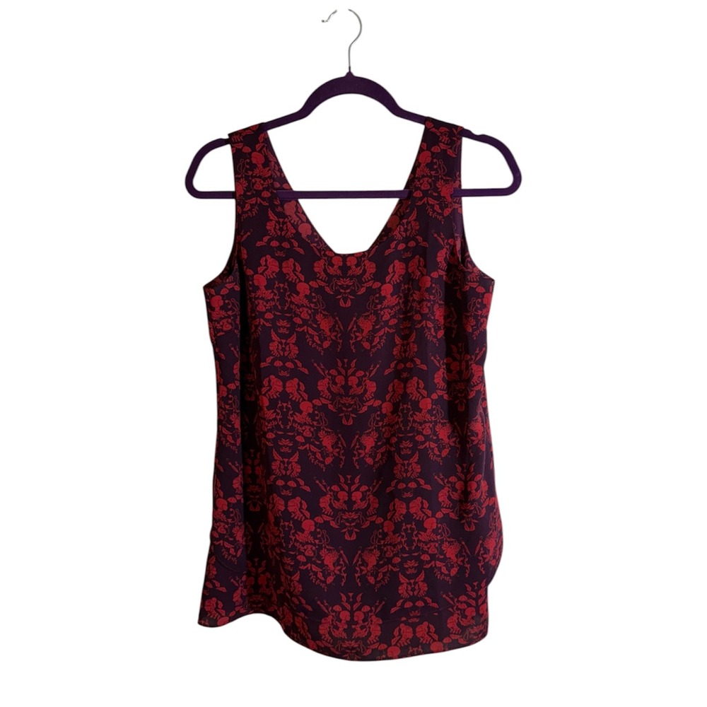Cabi Tank Top Purple S Womens Floral V-Neck Sleeveless Layered 3258
